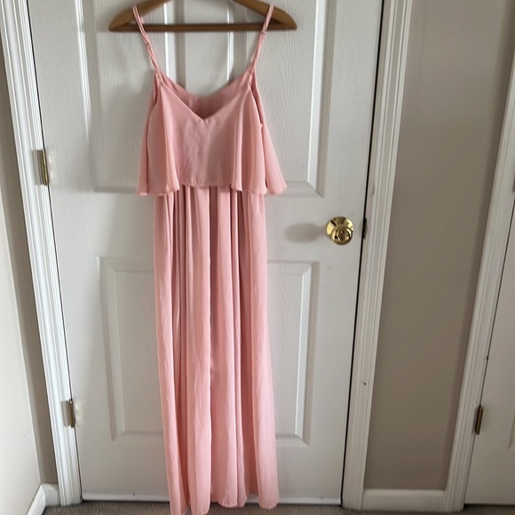PinkBlush Pink Maxi Dress Semi Sheer Lined Dress Size Small - Picture 6 of 9